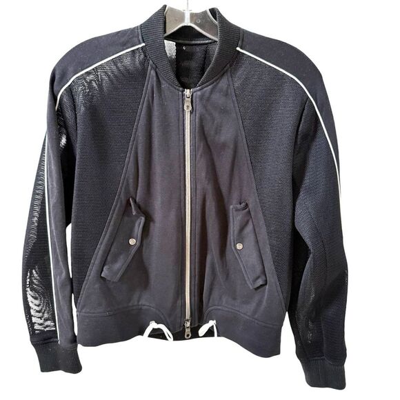Comme Ca Ism Contemporary Mesh Mixed Media Details Bomber Jacket in Black M - Picture 6 of 14